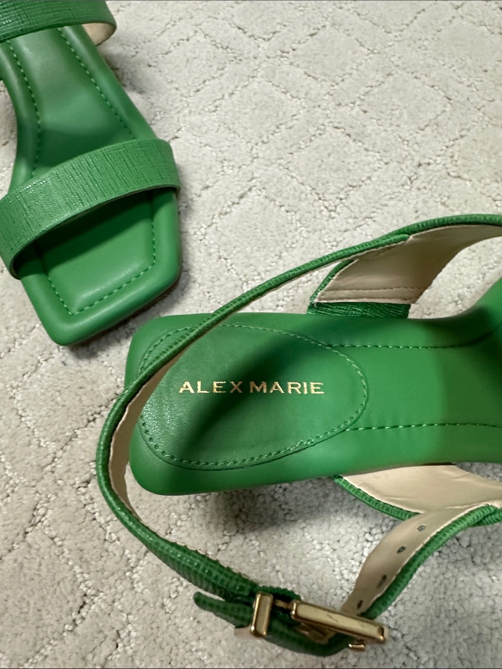 Alex Marie Barbra Bright Green Strappy Block Heel Sandals - Picture 2 of 5